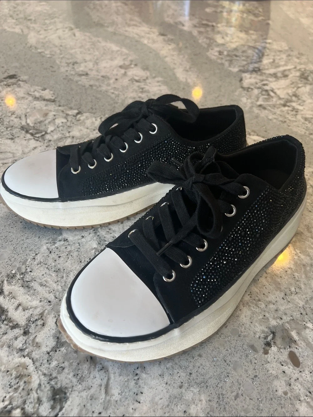 Wild Pair Highfive Bling Platform Sneakers Black Size 9 EUC